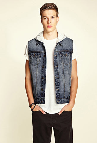 Hooded Denim Vest